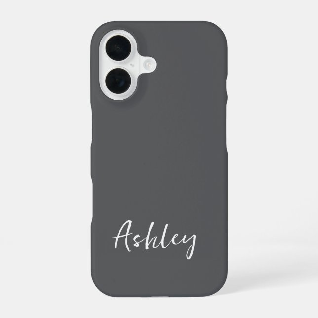 Customised Simple Stylish Modern Black Colour  iPhone 16 Case (Back)