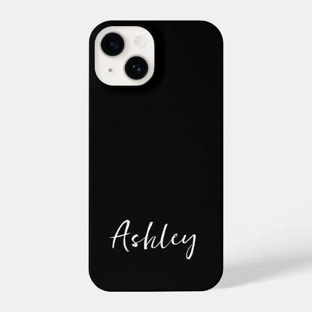 Customised Simple Stylish Modern Black Colour  iPhone Case (Back)