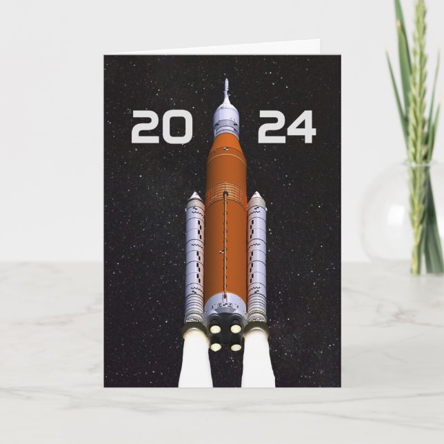 Customised SLS Space Rocket Graduation Party Card (Front)