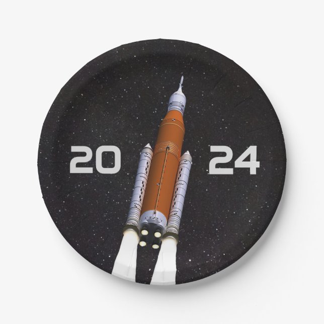 Customised SLS Space Rocket Graduation Party Paper Plate (Front)