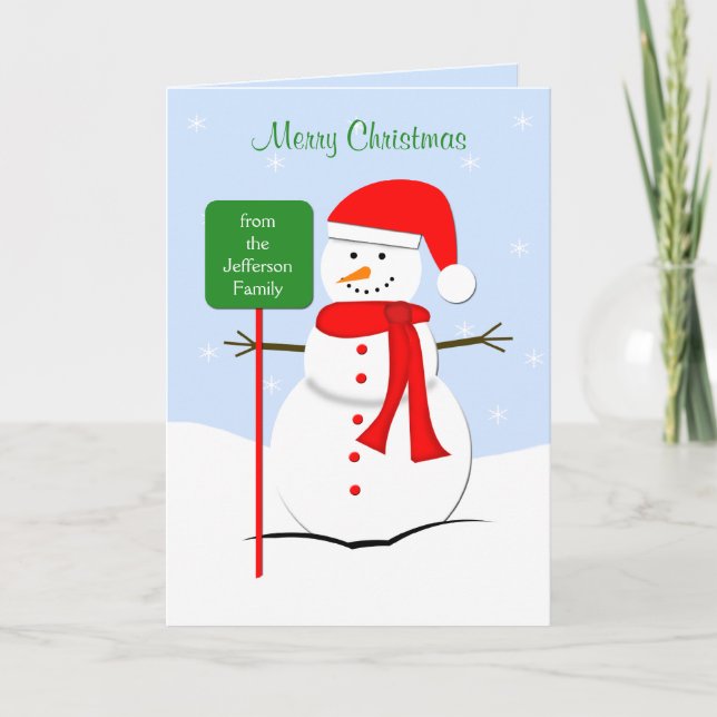 Customised Snowman Christmas Greeting Card (Front)
