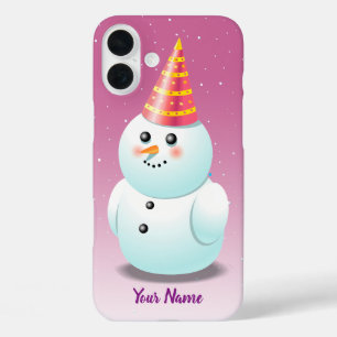 Customised Snowman Lady Cartoon iPhone 16 Plus Case