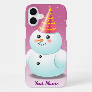 Customised Snowman Lady Cartoon iPhone 16 Plus Case