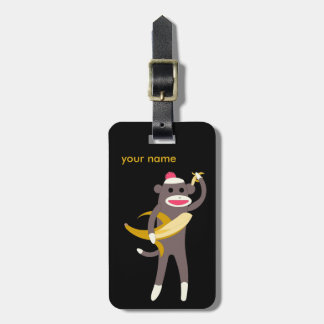 Customised Sock Monkey with Banana Swords Luggage Tag