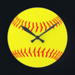 Customised Softball Round Clock<br><div class="desc">Customised Softball Design... t-shirts and gifts can be customised by adding text to the design,  or worn as shown!</div>