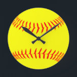 Customised Softball Round Clock<br><div class="desc">Customised Softball Design... t-shirts and gifts can be customised by adding text to the design,  or worn as shown!</div>