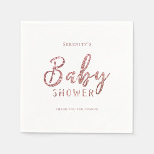 Customised sparkle rose gold glitter baby shower napkin