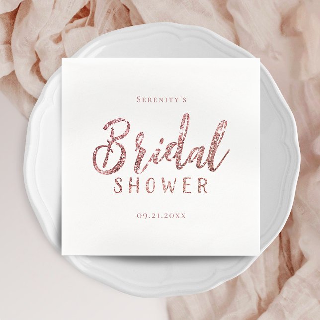 Customised sparkle rose gold glitter bridal shower napkin (Customized sparkle rose gold glitter bridal shower napkins)