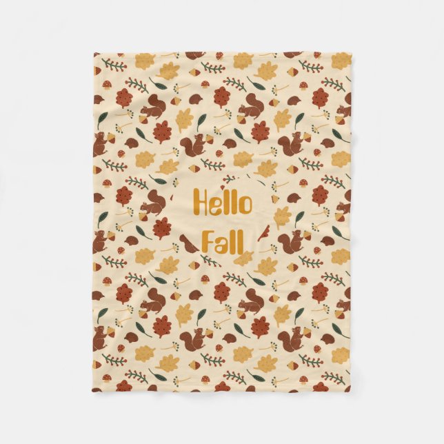 Customised Squirrels Fall Forest Fleece Blanket (Front)