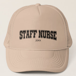 customised staff nurse year black graphic trucker hat