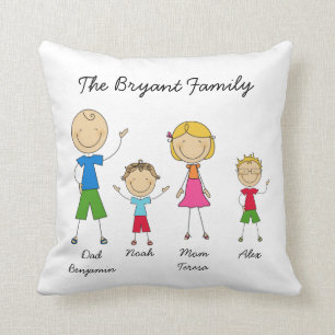 Customised Stick Figure Family MOJO Pillow