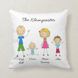Customised Stick Figure Family MOJO Pillow