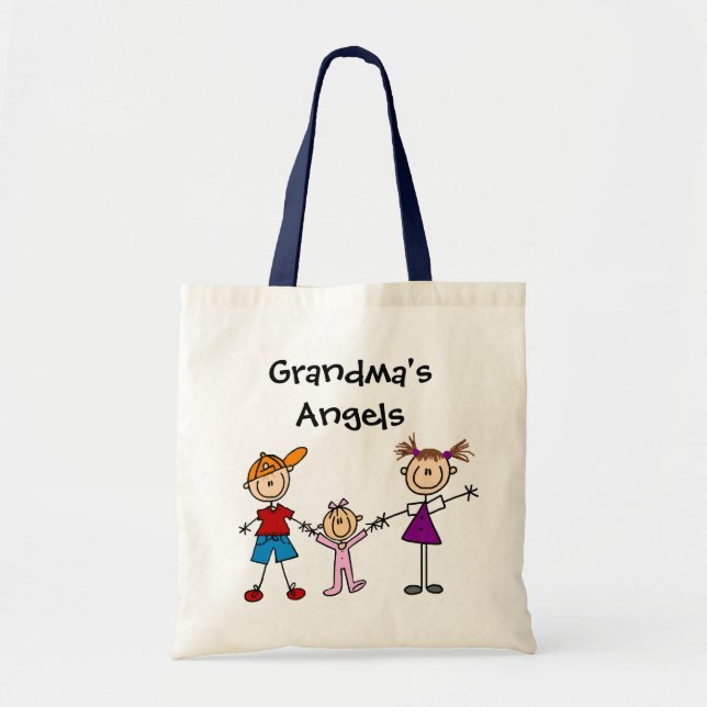 Customised Stick Figure Kids Family Tote Bag (Front)