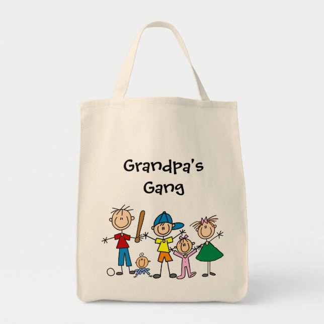 Customised Stick Figure Kids Family Tote Bag (Front)