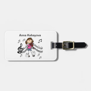 Customised Stick Figure Violin Player Luggage Tag
