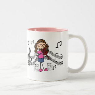 Customised Stick Figure Violin Player Mug