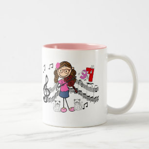 Customised Stick Figure Violin Player Mug