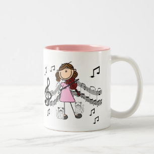 Customised Stick Figure Violin Player Mug