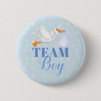 Customised Stork Team Boy Baby Shower Button