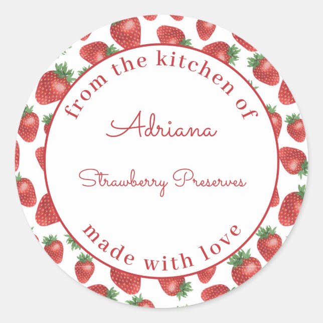 Customised Strawberry Jam From the kitchen of  Classic Round Sticker (Front)