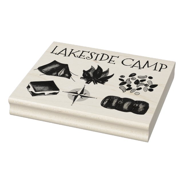 Customised Summer Camp Fire Trail Mix Tent Compass Rubber Stamp (Stamp)