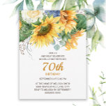 Customised Sunflowers Eucalyptus 70th Birthday Postcard<br><div class="desc">Beautiful yellow sunflowers and green leaves customised 70th birthday party invitation for women.  You can change the text on this card for a birthday party for any age you are celebrating.</div>