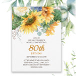 Customised Sunflowers Eucalyptus 90th Birthday Postcard<br><div class="desc">Beautiful yellow sunflowers and green leaves customised 90th birthday party invitation for women.  You can change the text on this card for a birthday party for any age you are celebrating.</div>
