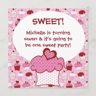 Customised Sweet Cupcake Birthday Invites