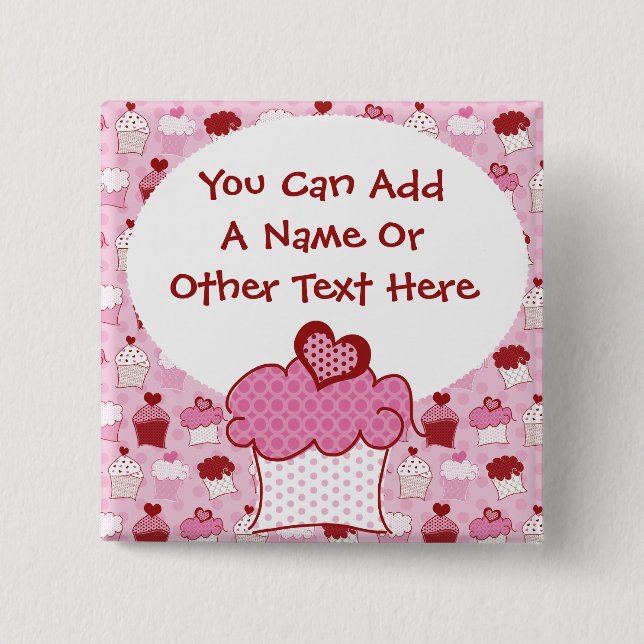 Customised Sweet Cupcake Button (Front)