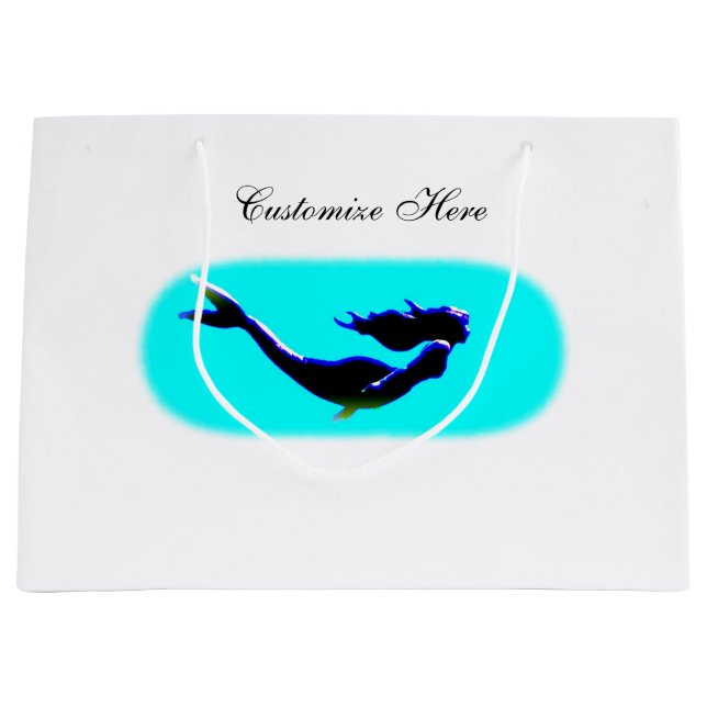 customised swimming mermaid large gift bag (Front)