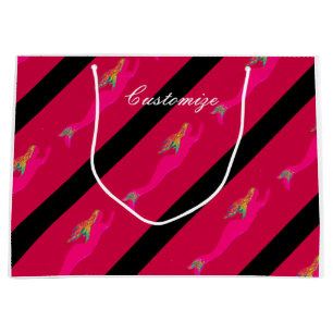 customised swimming pink mermaids red large gift bag