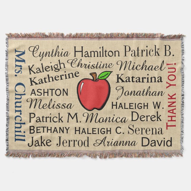 Customised Teacher Thank You Throw Blanket (Front)