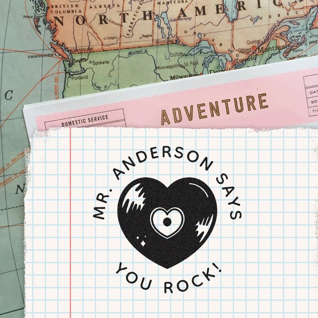 Customised Teacher You Rock Back to School Gift Rubber Stamp (Creator Uploaded)