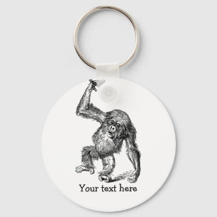 Customised text cute baby chimpanzee key ring