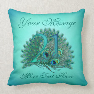 Customised text elegant 21st Birthday 21 Pillows