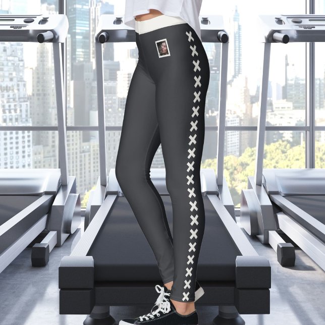 Customised Text Pet Photo Neutral Pattern Caviar Leggings (Creator Uploaded)