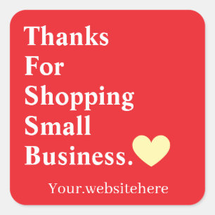 Customised Thank You For Small Business Minimalist Square Sticker