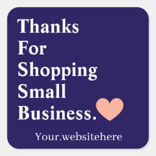 Customised Thank You For Small Business Minimalist Square Sticker