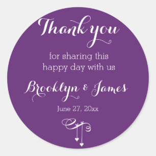 Customised Thank You Purple Wedding Stickers