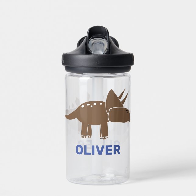 Customised Triceratops Stegosaurus Dinosaur Kids  Water Bottle (Front)