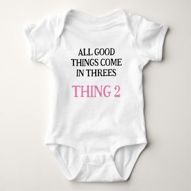 Customised Triplets Gift, Change Number & Colour, Baby Bodysuit (Front)