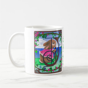 Customised Tropical Bunny with Initial J Mug