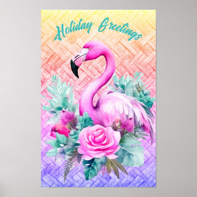 Customised Tropical Pastel Pink Flamingo  Poster (Front)