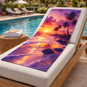 Customised Tropical Sunset Beach – Dreamy Coastal Bath Towel Set
