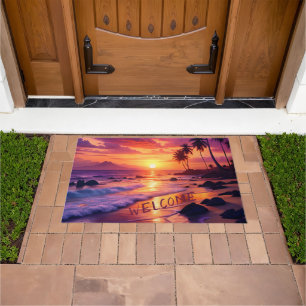Customised Tropical Sunset Beach – Dreamy Coastal Doormat