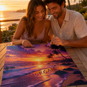 Customised Tropical Sunset Beach – Dreamy Coastal Jigsaw Puzzle
