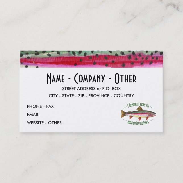 Customised Trout Fishing Business Card (Front)