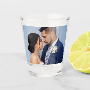 Customised Two Couple Wedding Photo Double Sided Shot Glass