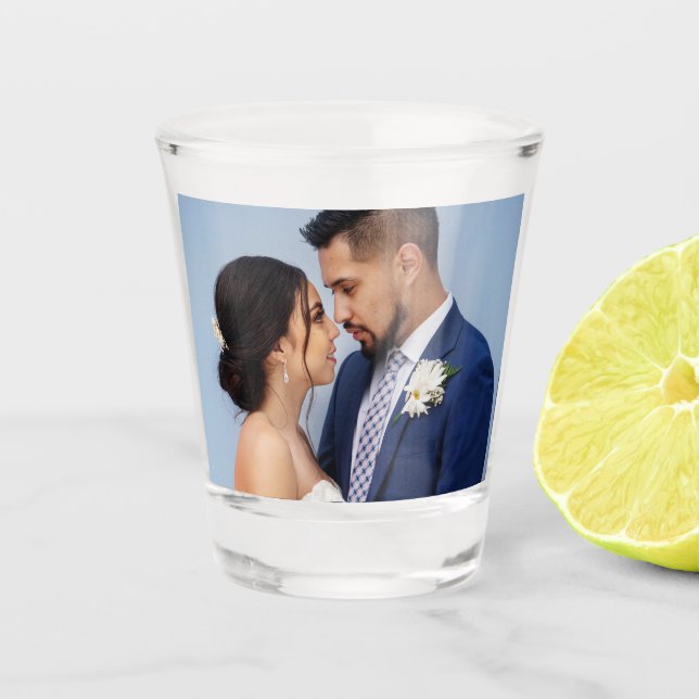 Customised Two Couple Wedding Photo Double Sided Shot Glass (Front)