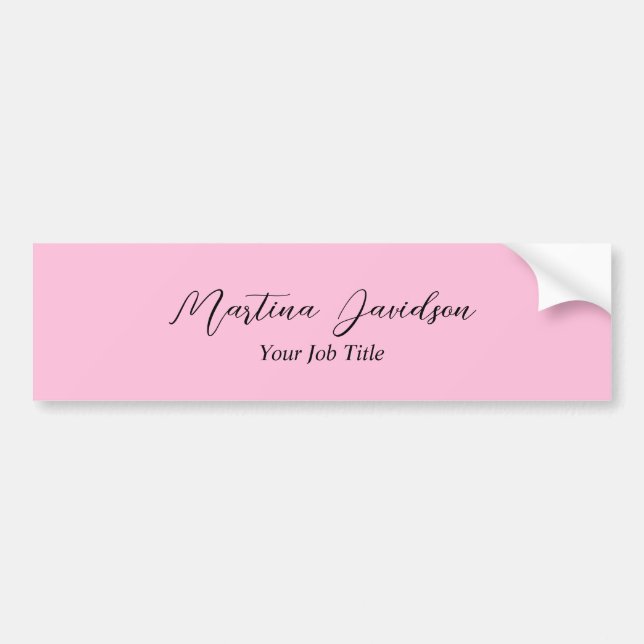 Customised Unique Pink Creative Handwriting Bumper Sticker (Front)